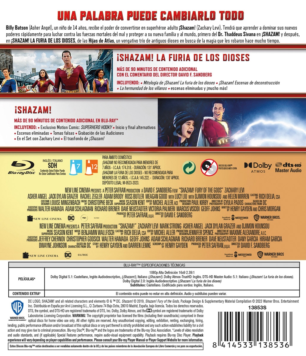 Imagen 2 de Pack ¡Shazam! 1-2 (Blu-Ray)