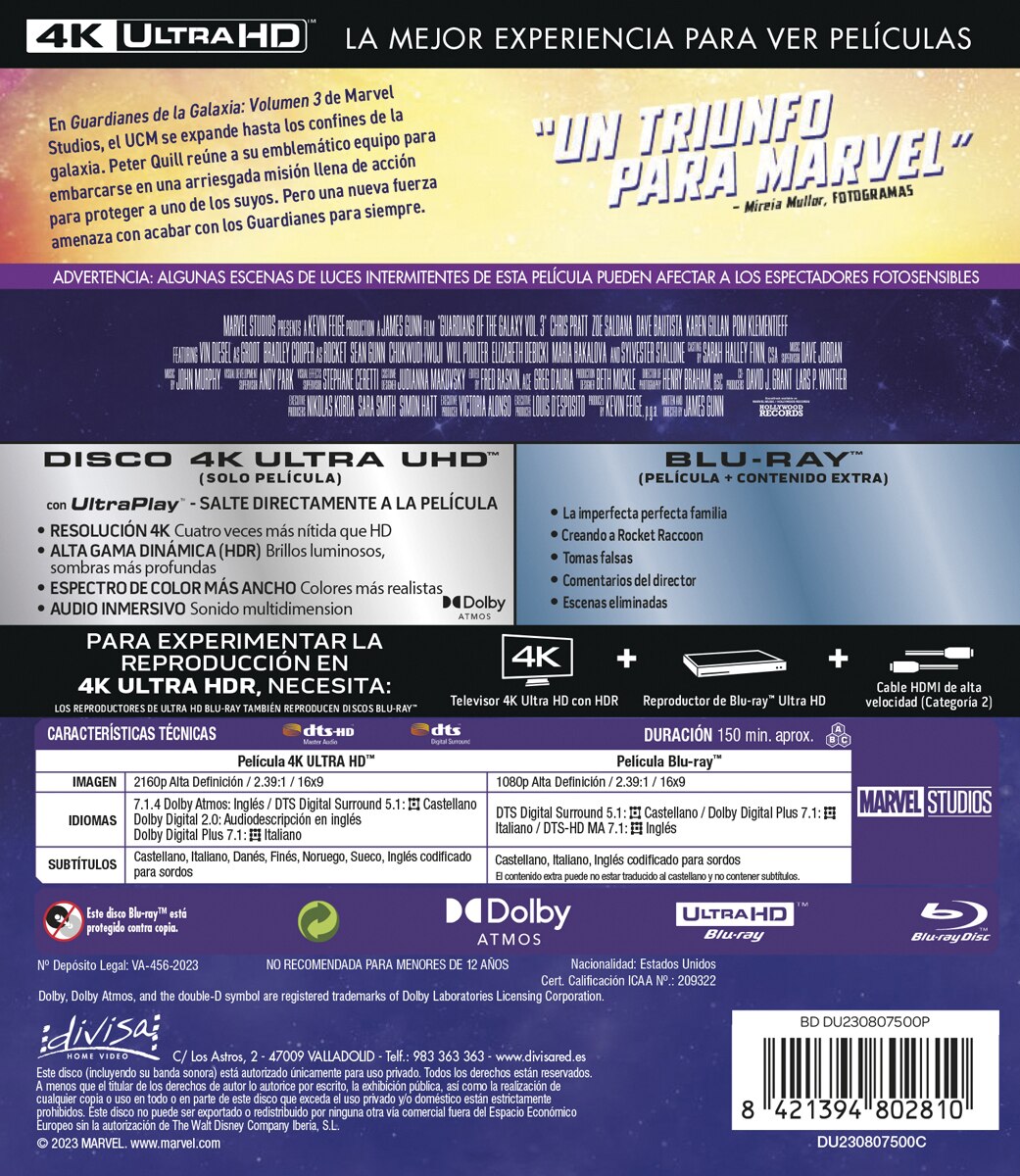 Guardianes de la galaxia Vol. 3 (4K Ultra HD + Blu-Ray) 2