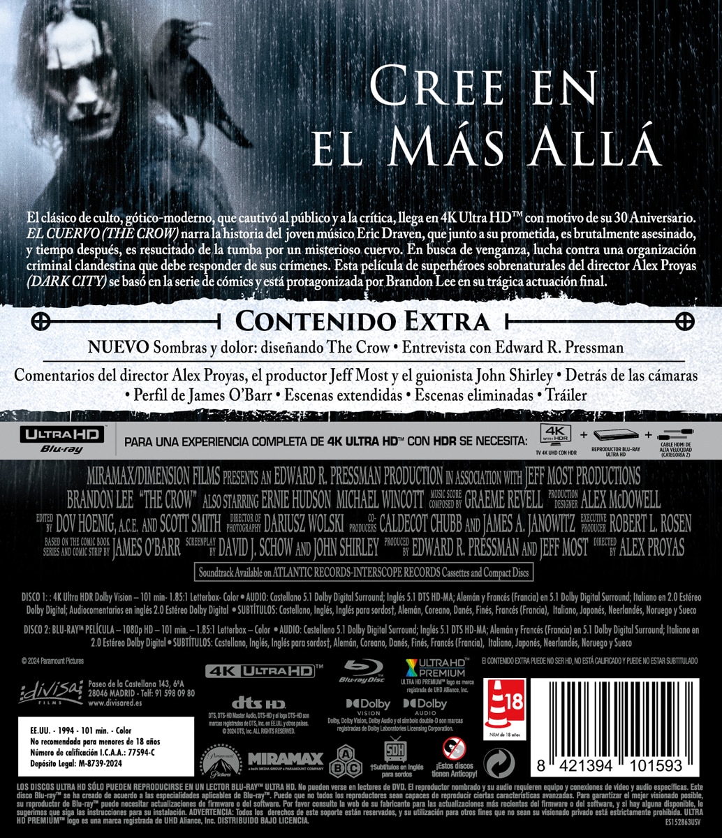 El cuervo (The crow) (4K Ultra HD + Blu-Ray) 2