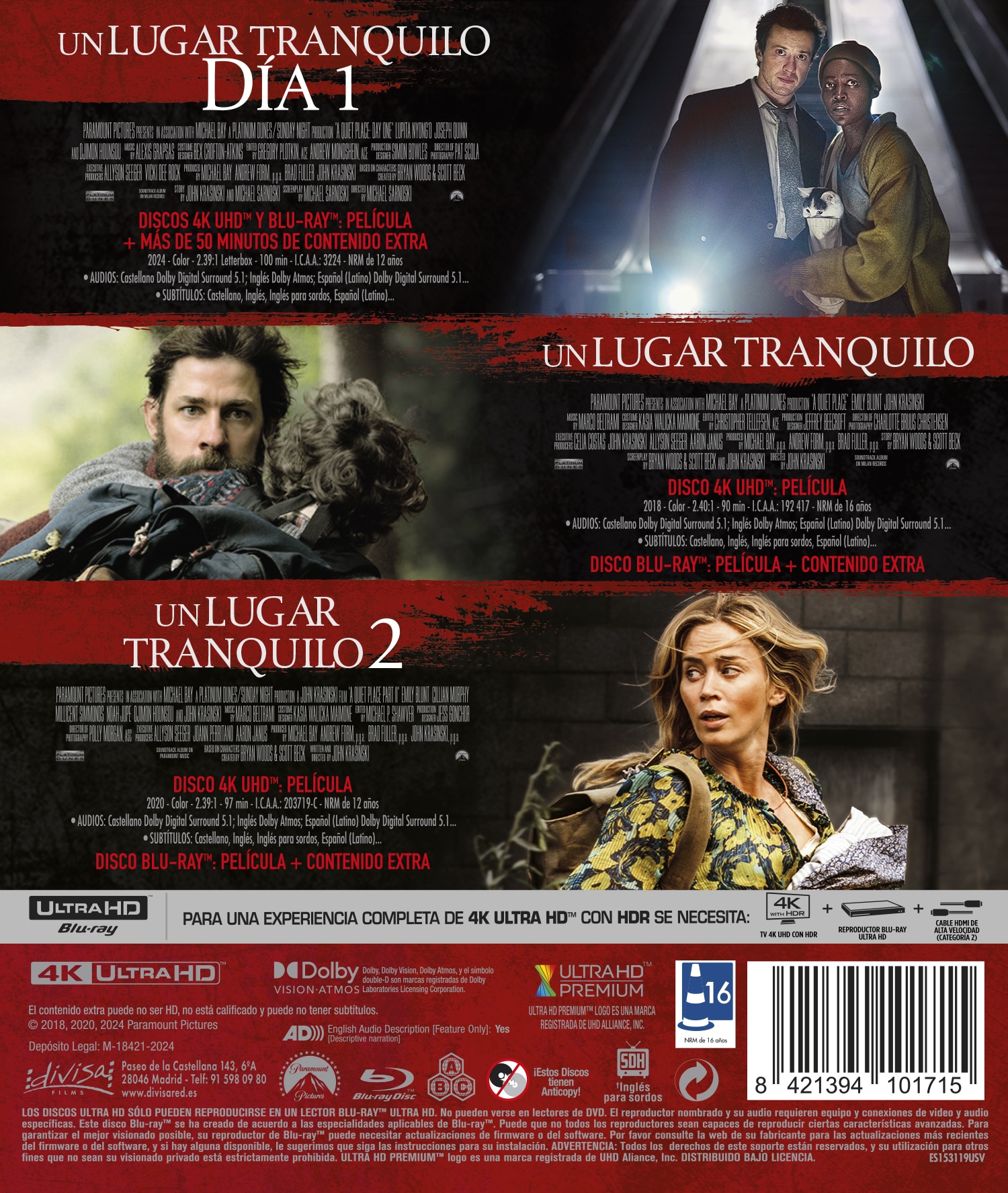Un lugar tranquilo: Colección 3 películas (4K Ultra HD + Blu-Ray) 2