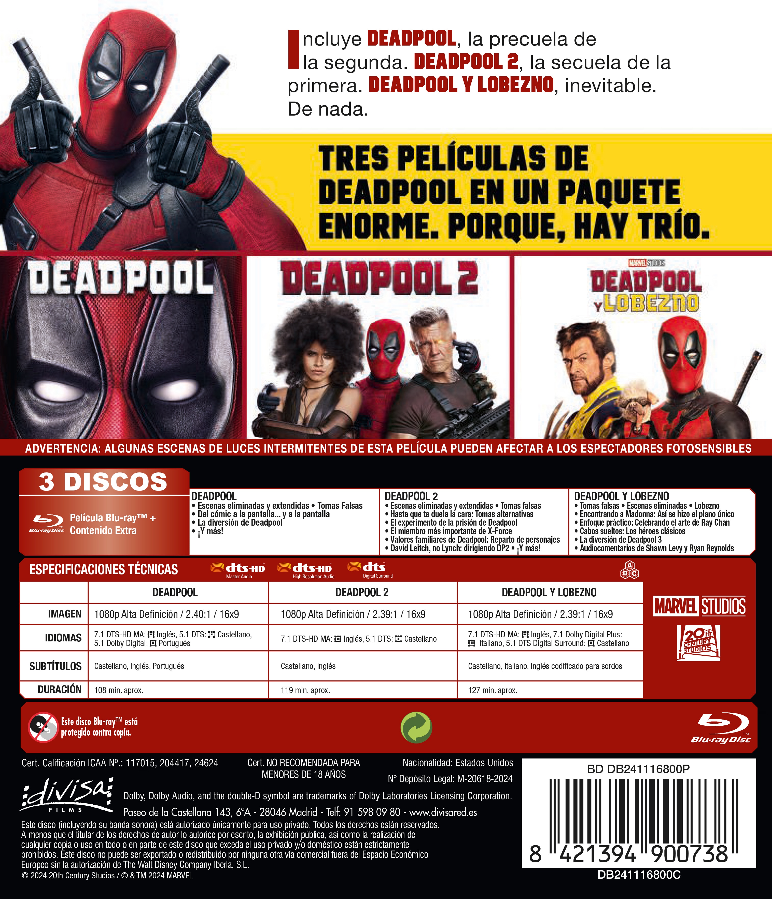 Deadpool: Colección 3 películas (Blu-Ray) 2