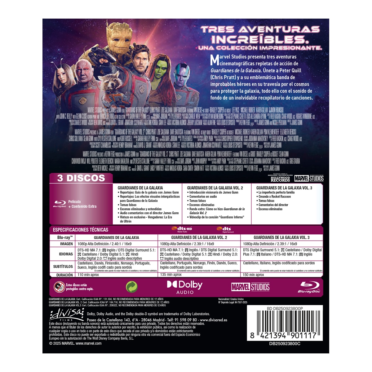 Imagen 2 de Pack: Guardianes de la Galaxia: Colección 3 películas (Blu-Ray)
