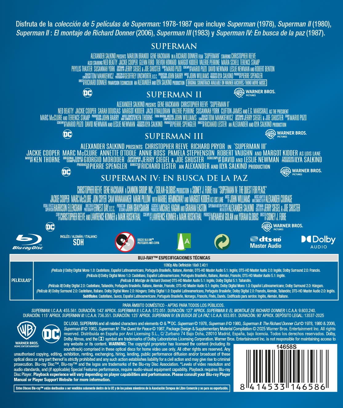 Pack Superman I-IV (Blu-Ray) 2