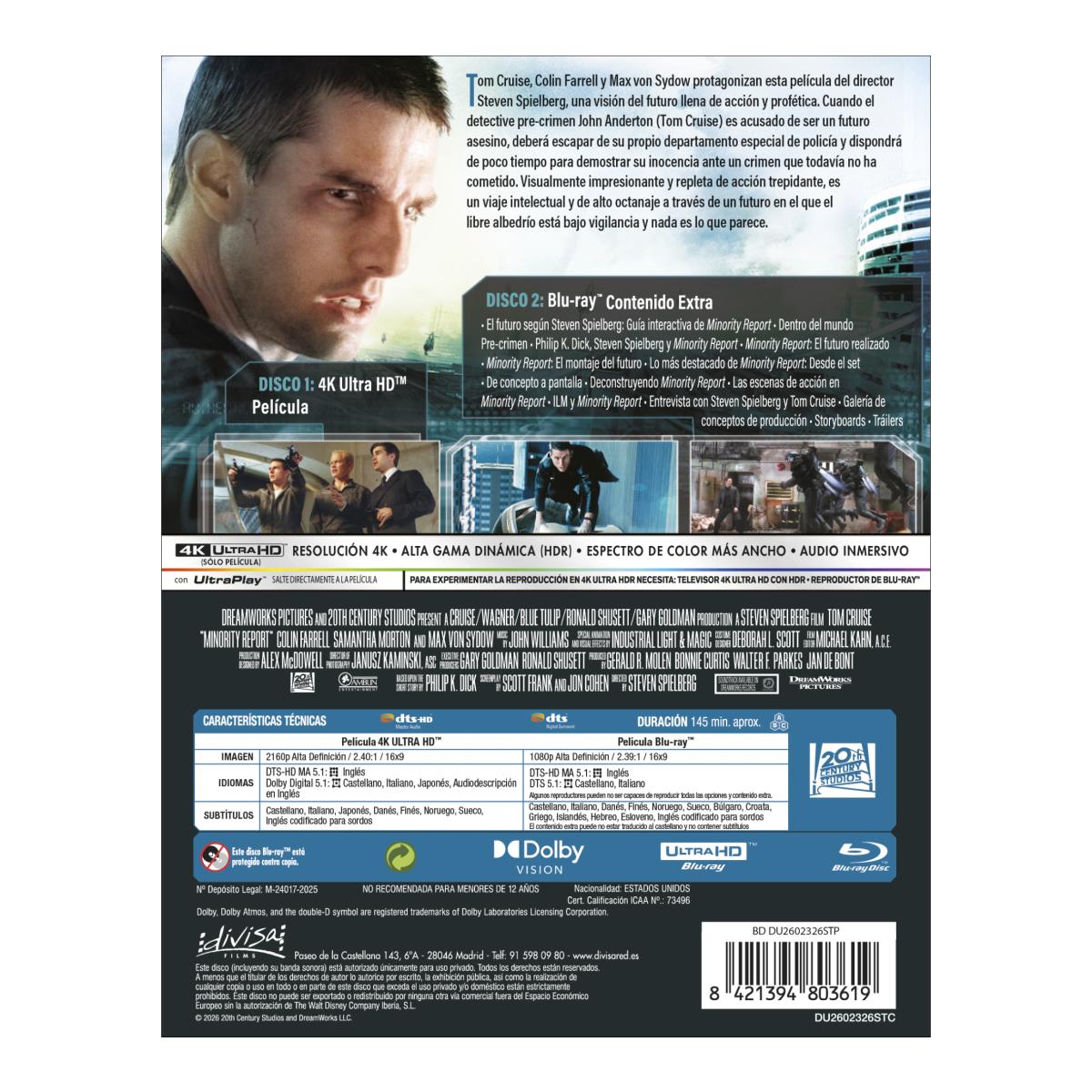 Minority report (Edición Metálica) (4K Ultra HD + Blu-Ray) 3