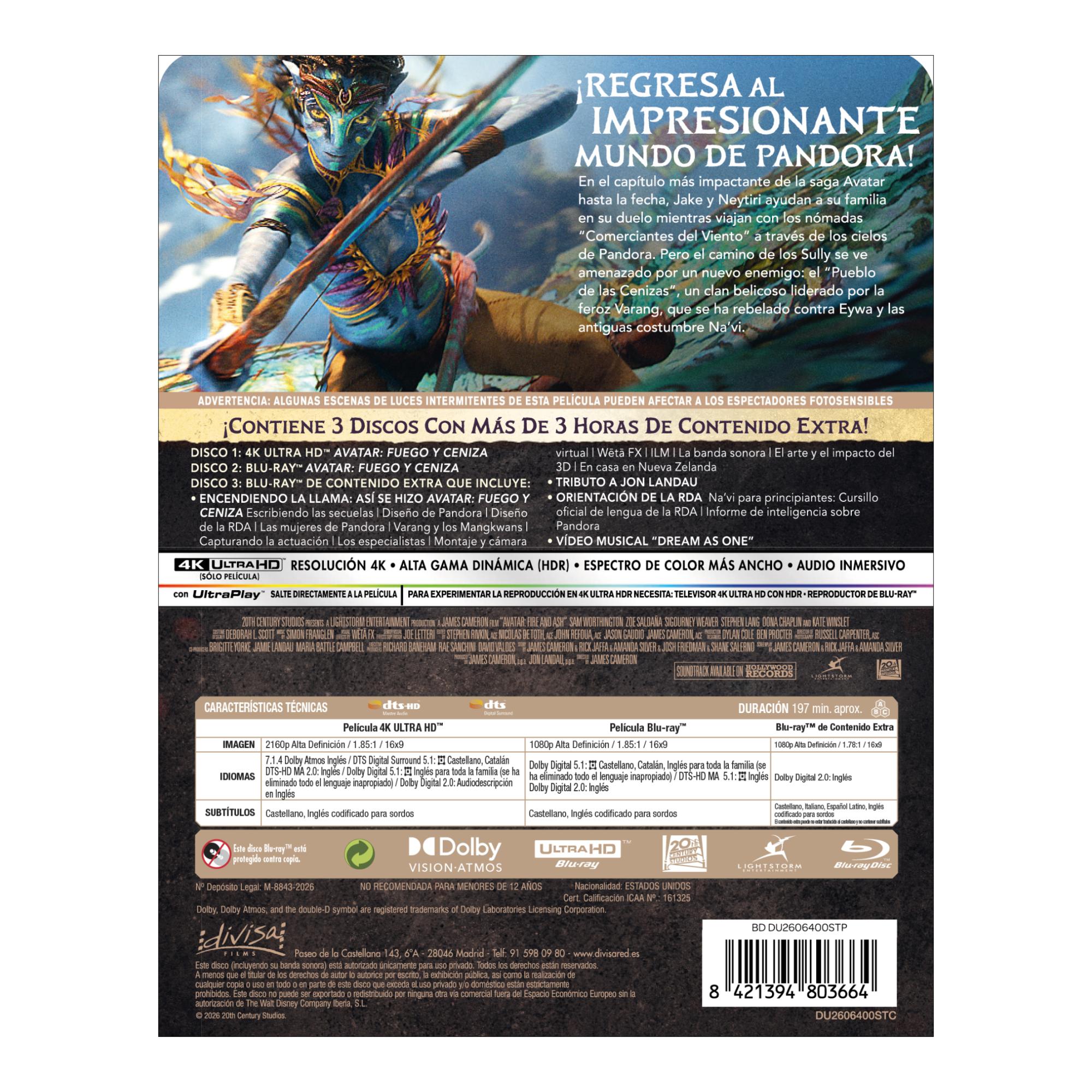 Avatar: Fuego y ceniza (Edición Metálica) (4K Ultra HD + Blu-Ray) 3