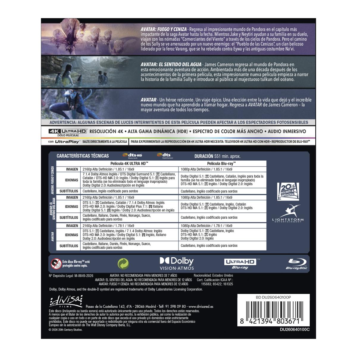 Avatar: Colección 3 películas (4K Ultra HD + Blu-Ray) 3
