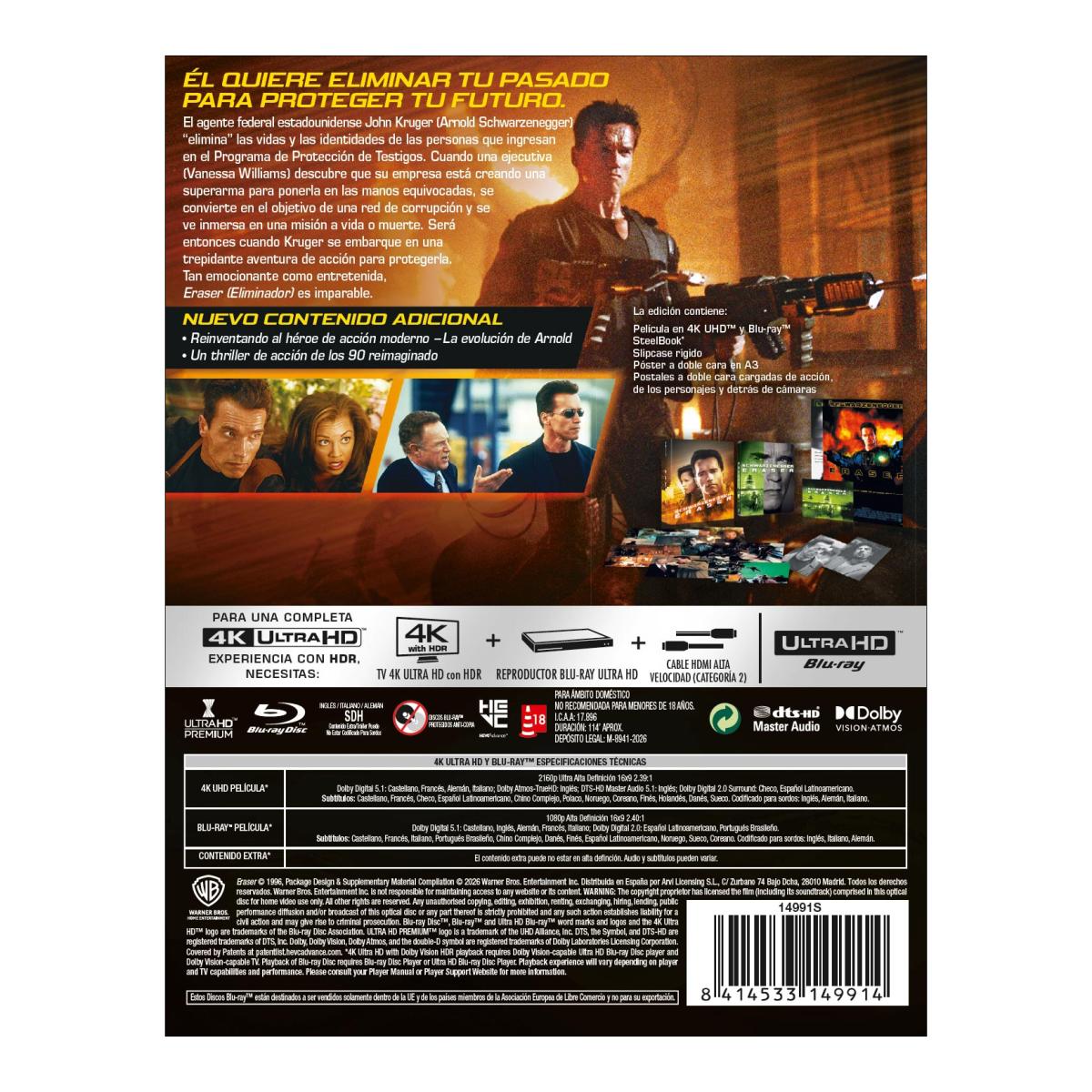 Eraser (Eliminador) (Edición Metálica) (4K Ultra HD + Blu-Ray) - UCE 3