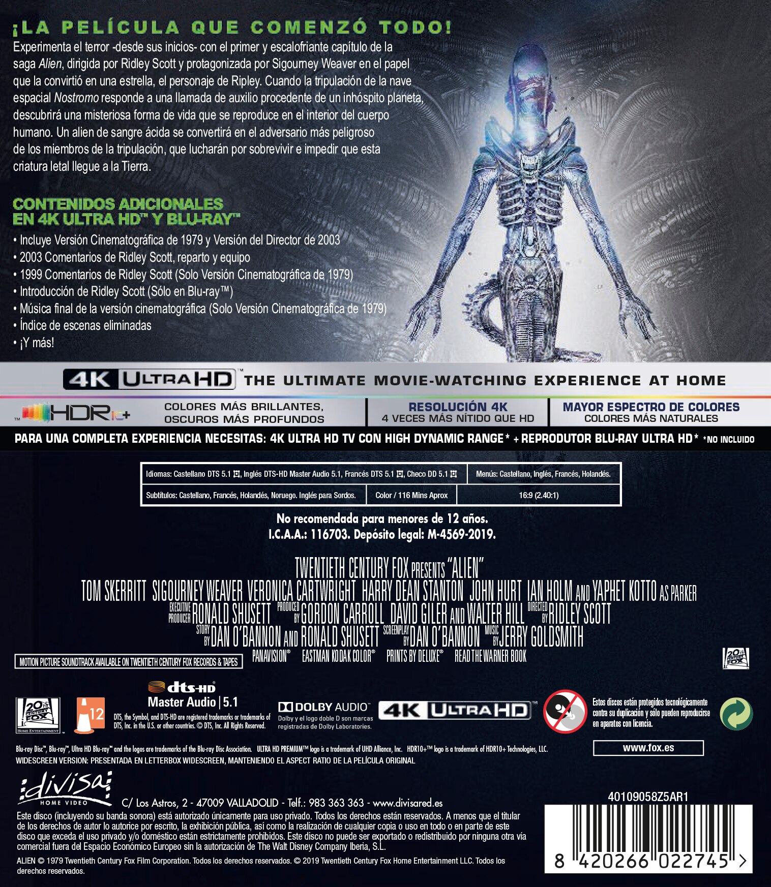 Alien 1: El Octavo Pasajero (4K Ultra HD + Blu-Ray) 2