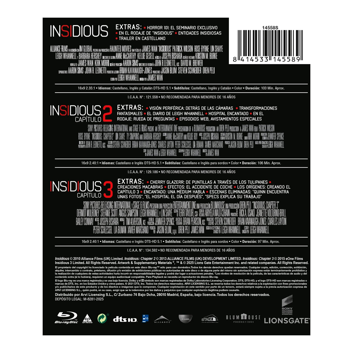 Imagen 2 de Insidious. Pack 1+2+3 (Blu-Ray)