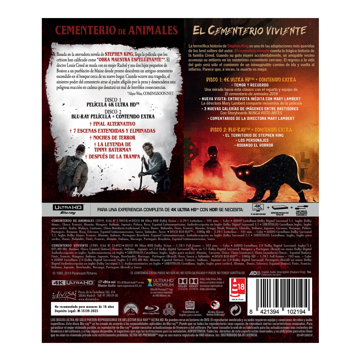 Pack: Cementerio de animales + Cementerio viviente (4K Ultra HD + Blu-Ray) 2