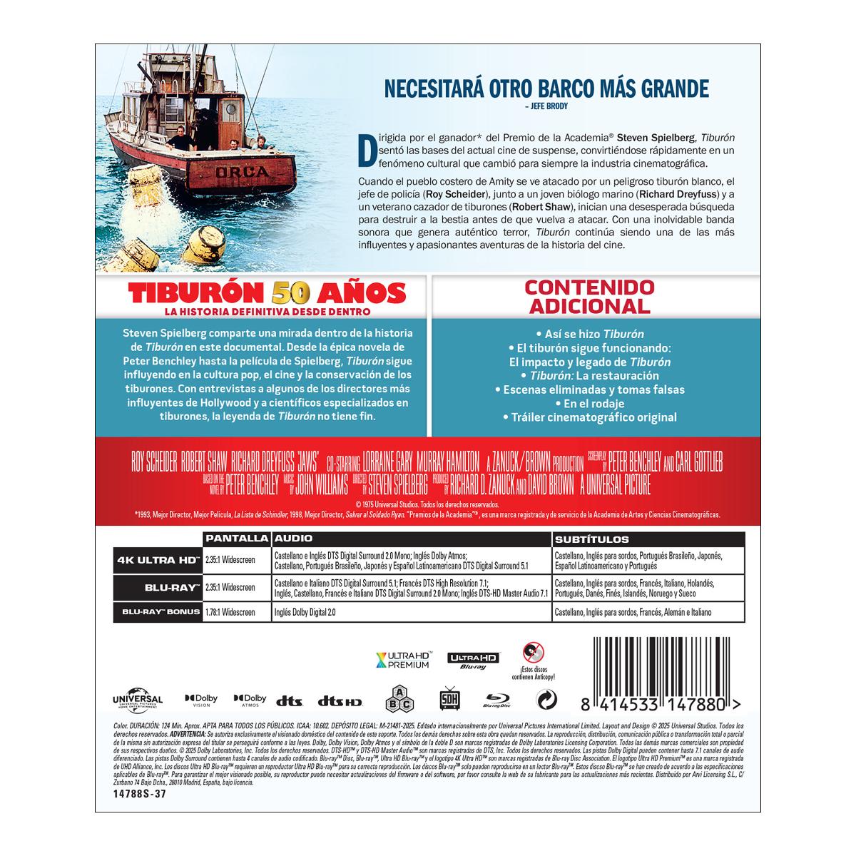 Tiburón. 50 Aniversario (4K UHD + Blu-Ray + Blu-Ray Bonus) 2