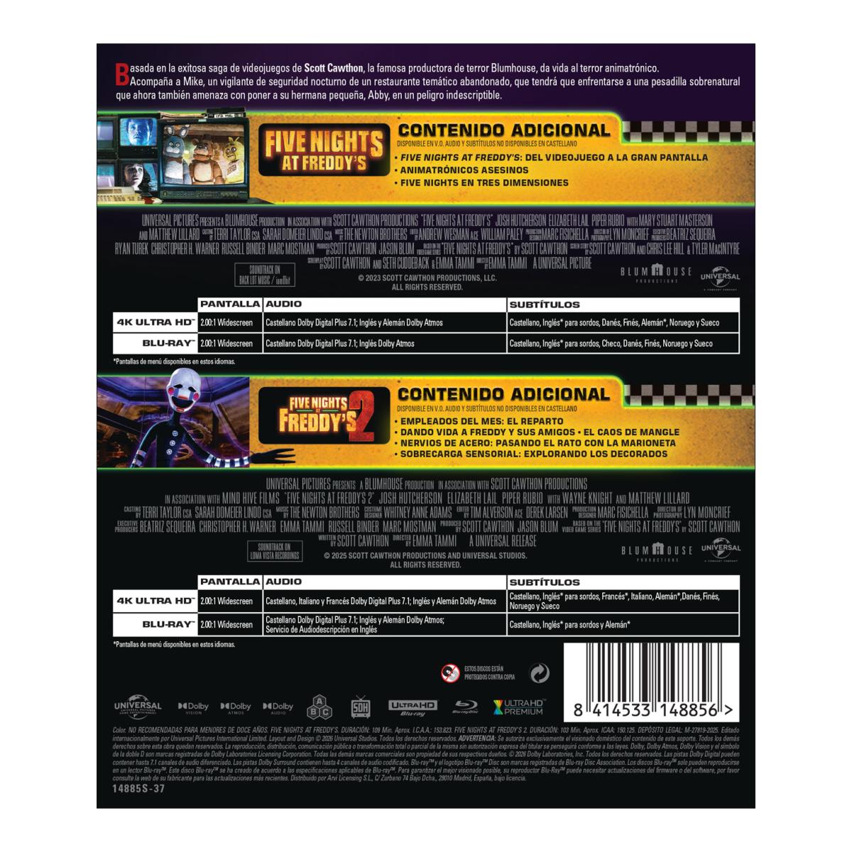 Five nights at Freddy's. Pack 1-2 (4K Ultra HD + Blu-Ray) 2