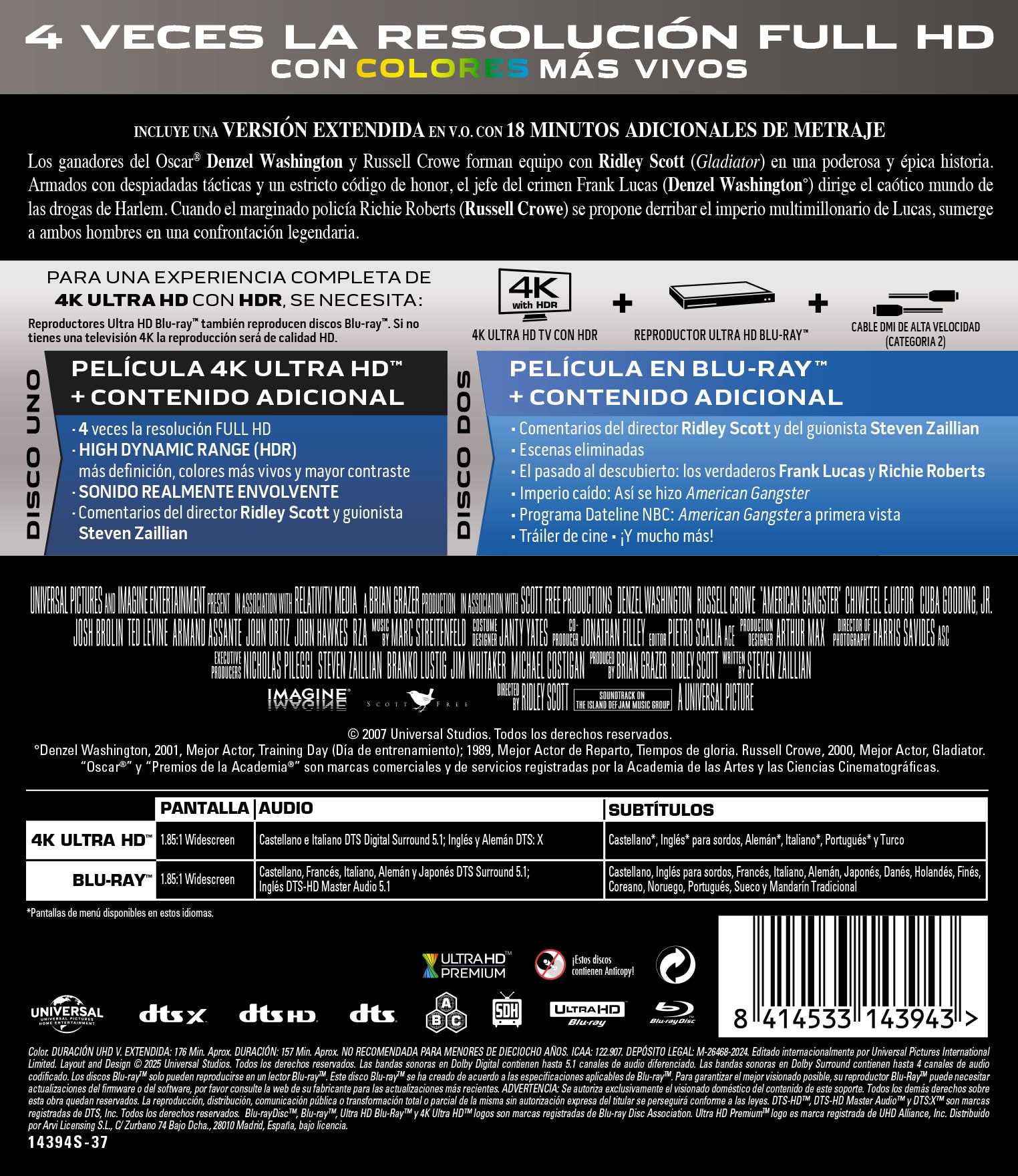 American Gangster (Edición 2025) (4K UHD + Blu-Ray) 2