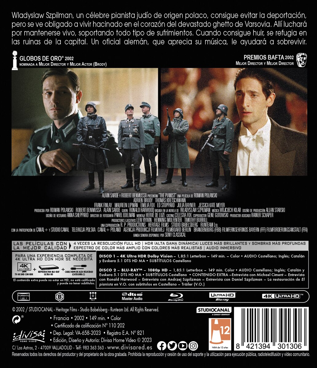 El Pianista de Roman Polanski (4K Ultra HD + Blu-Ray) 2
