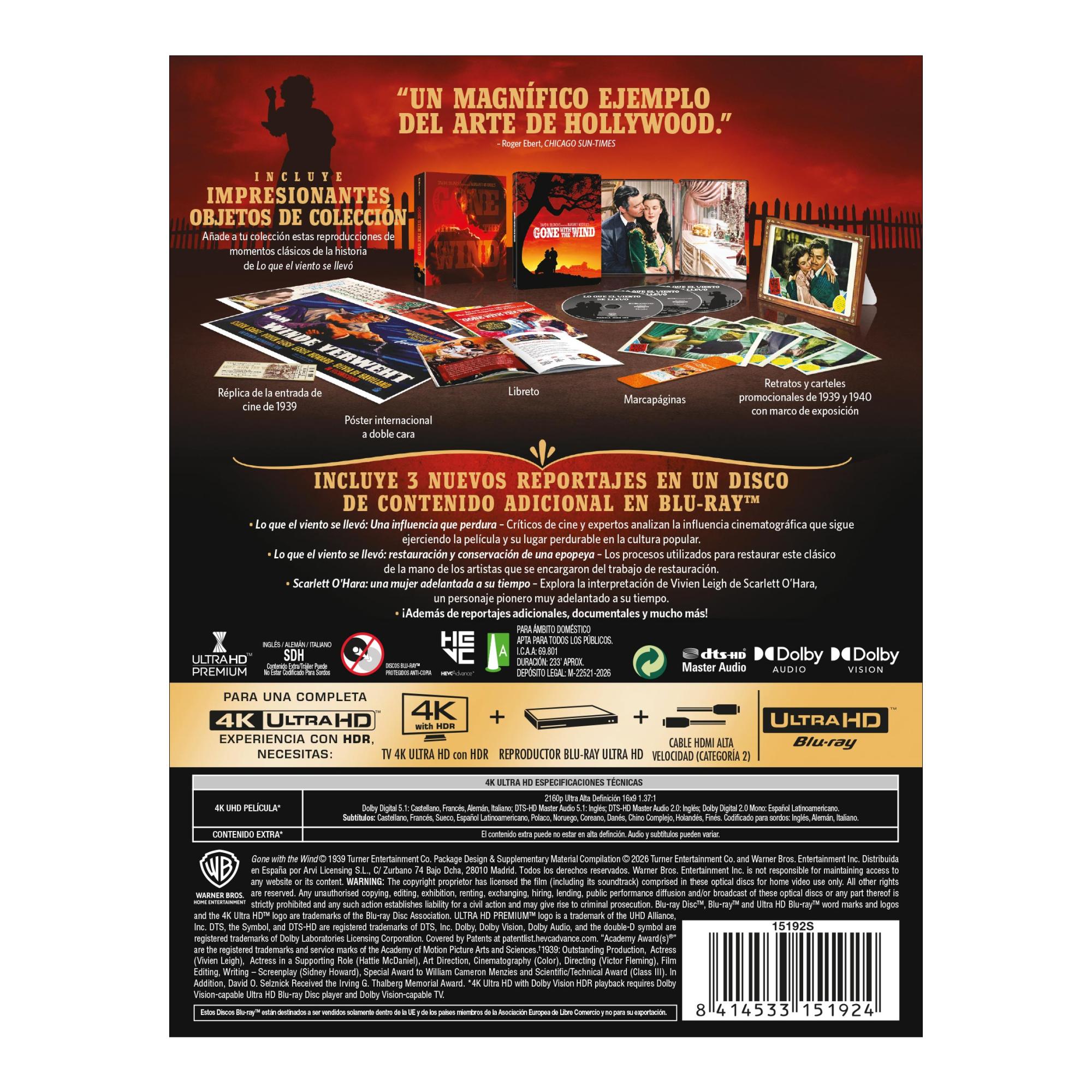 Imagen 2 de Lo que el viento se llevó (UCE Edición Metálica) (4K Ultra HD + Blu-Ray BONUS)
