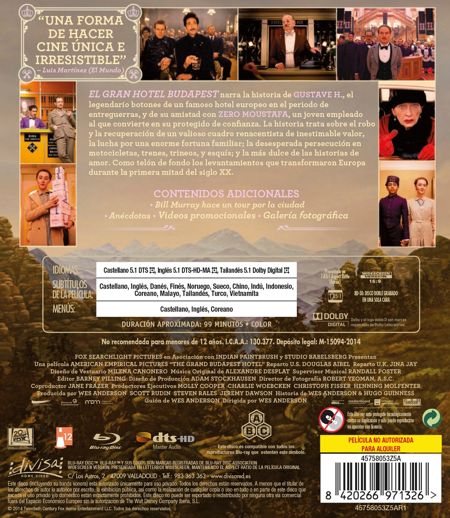 El Gran Hotel Budapest (Blu-Ray) 2