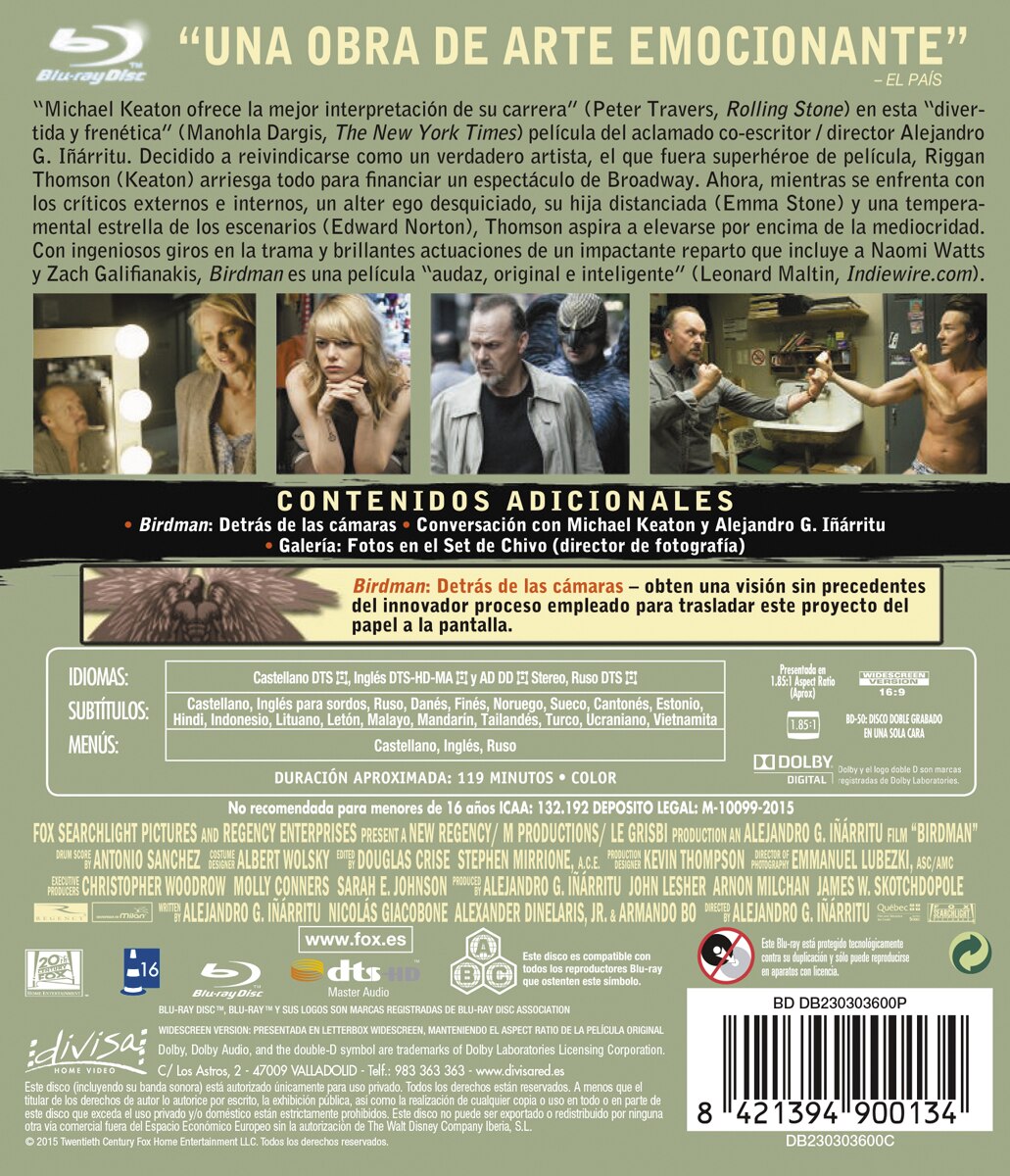 Birdman o (la inesperada virtud de la ignorancia) (Blu-Ray) 2