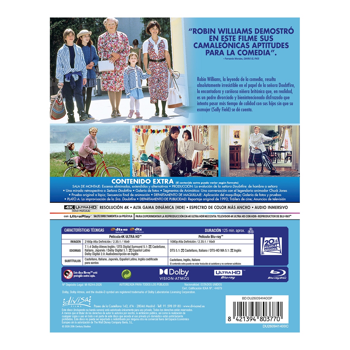 Señora Doubtfire: Papá de por vida (4K Ultra HD + Blu-Ray) 3