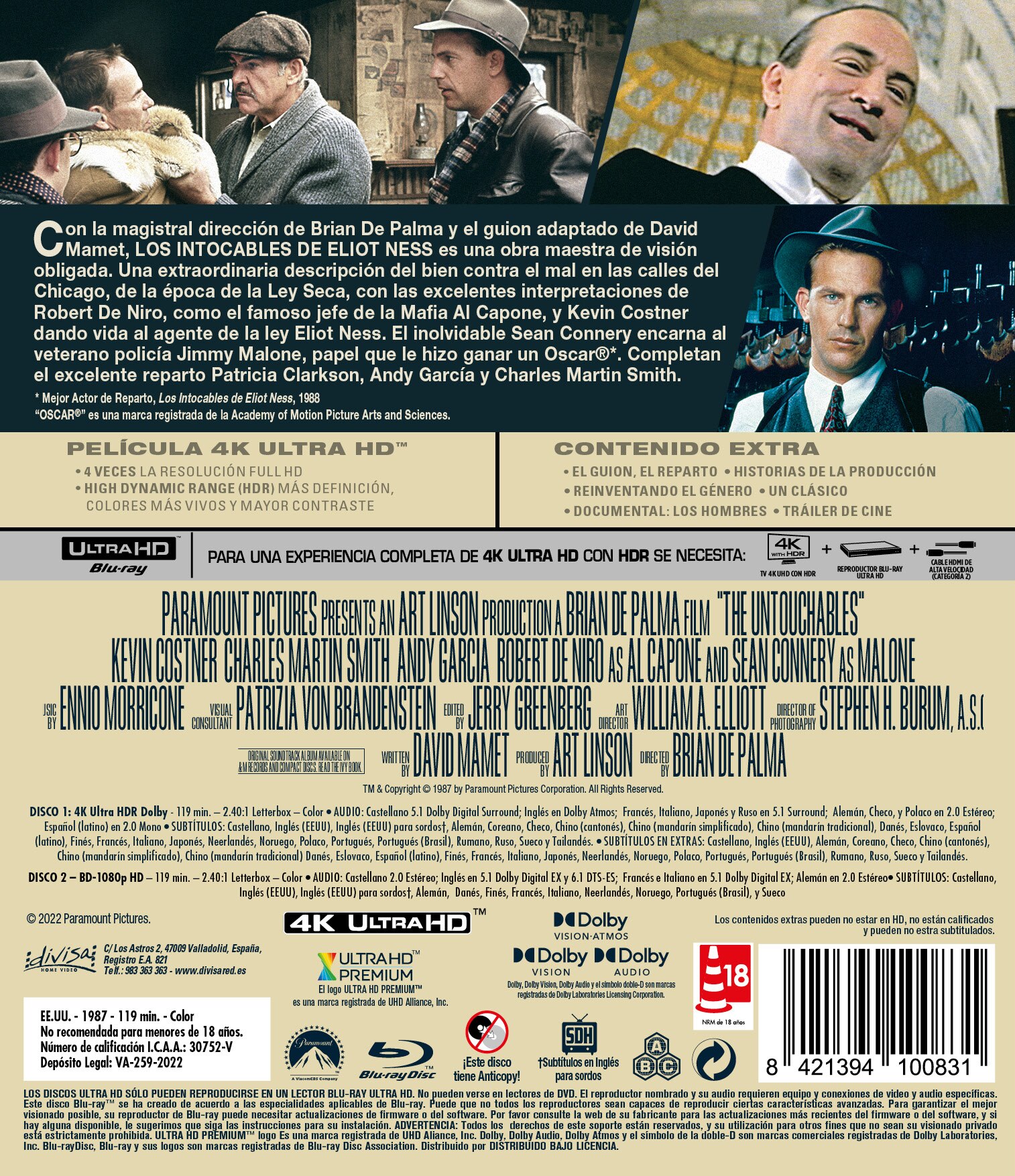 Los Intocables de Eliot Ness (4K Ultra HD + Blu-Ray) 2