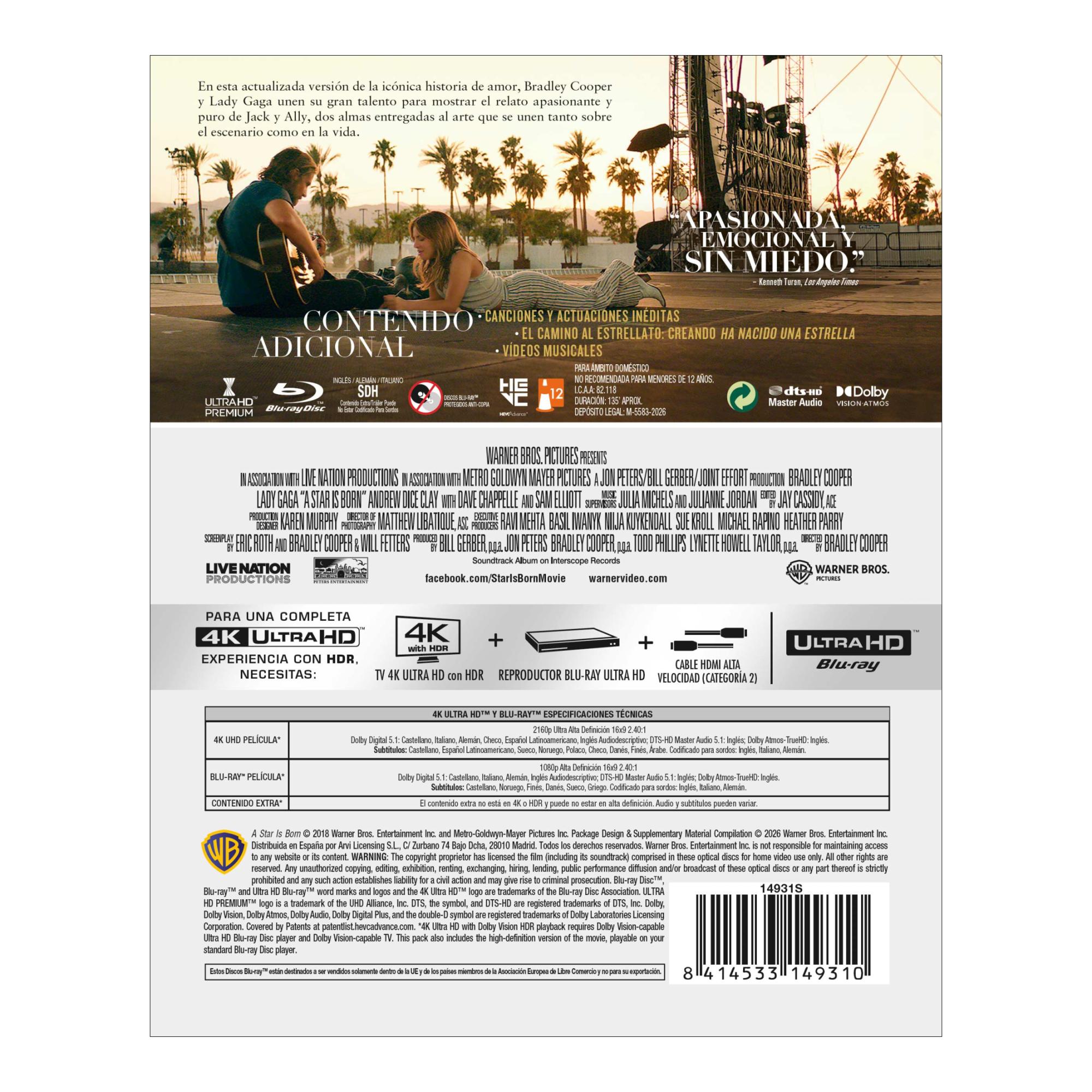 Ha nacido una estrella (Edición Metálica) (4K Ultra HD+ Blu-Ray) 2
