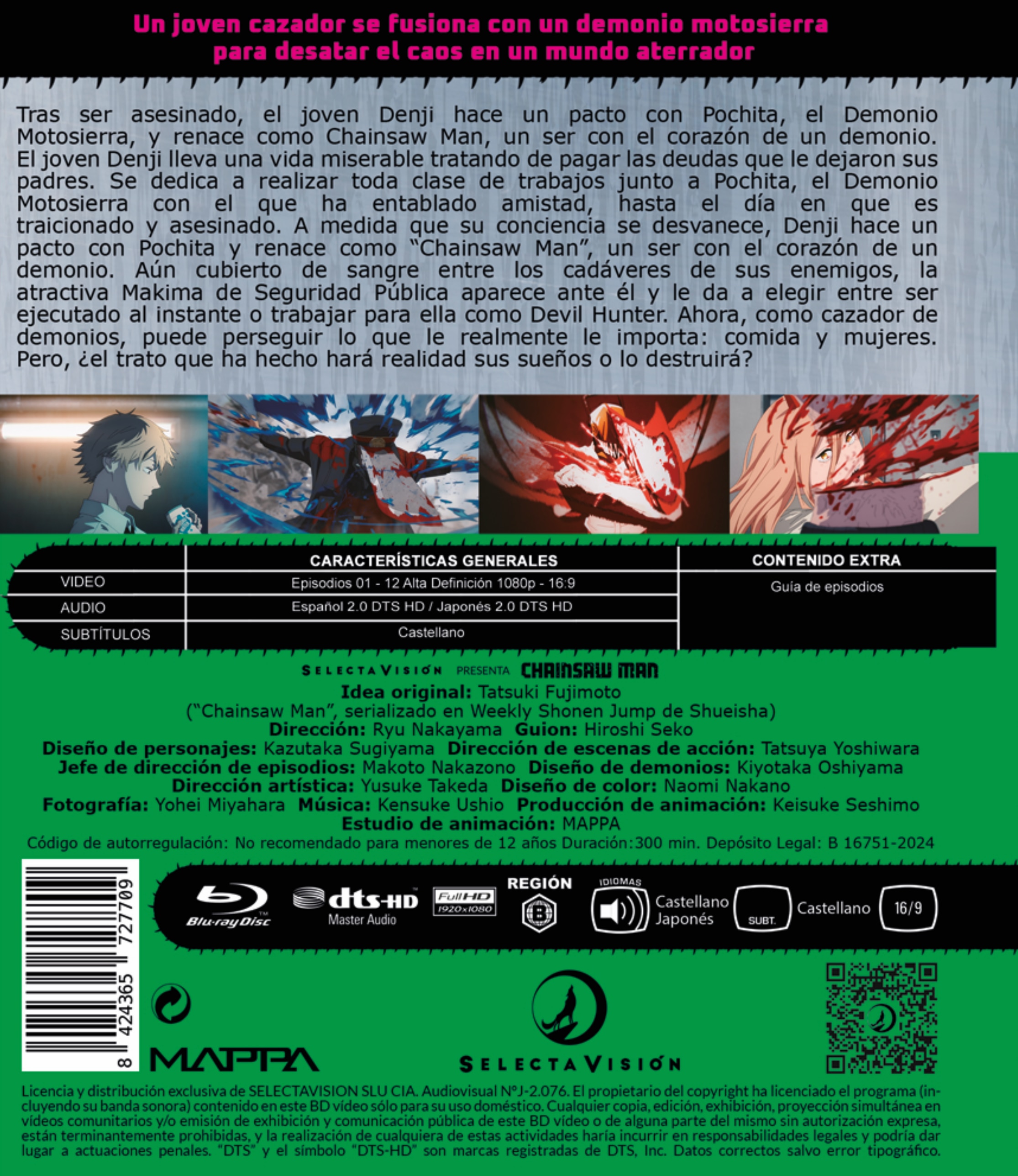 Chainsaw Man. 1ª Temporada completa, episodios 1 a 12 (Blu-Ray