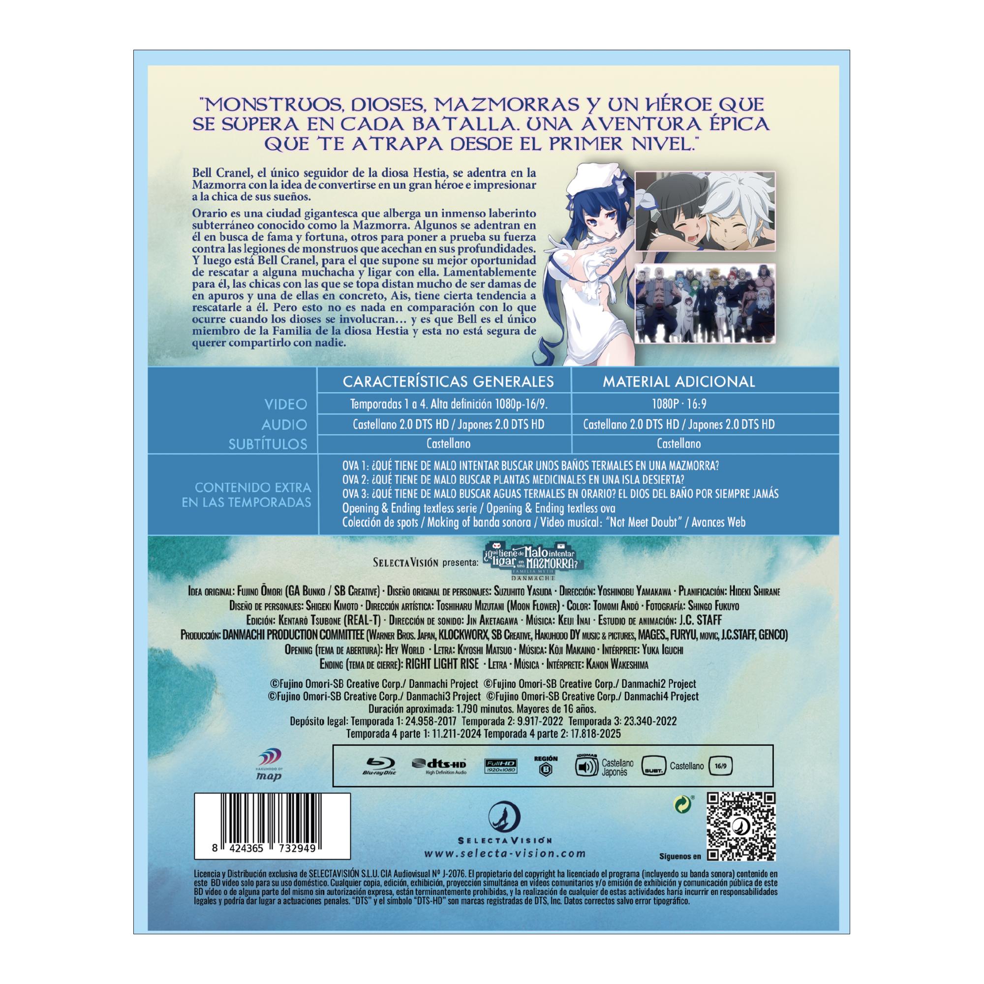 Danmachi. ¿Qué tiene de malo intentar ligar en una mazmorra? Temporadas 1 a 4 ( Blu-Ray) 3