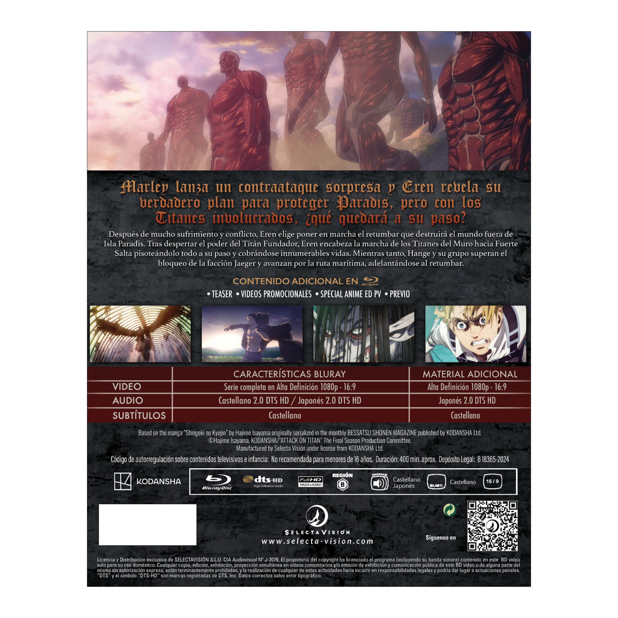 Ataque a los Titanes - Temp Final Completa (Final P1 + P2 + Capítulos Finales). EP. 60 a 87 + 2 TV Special (Blu-Ray) 3