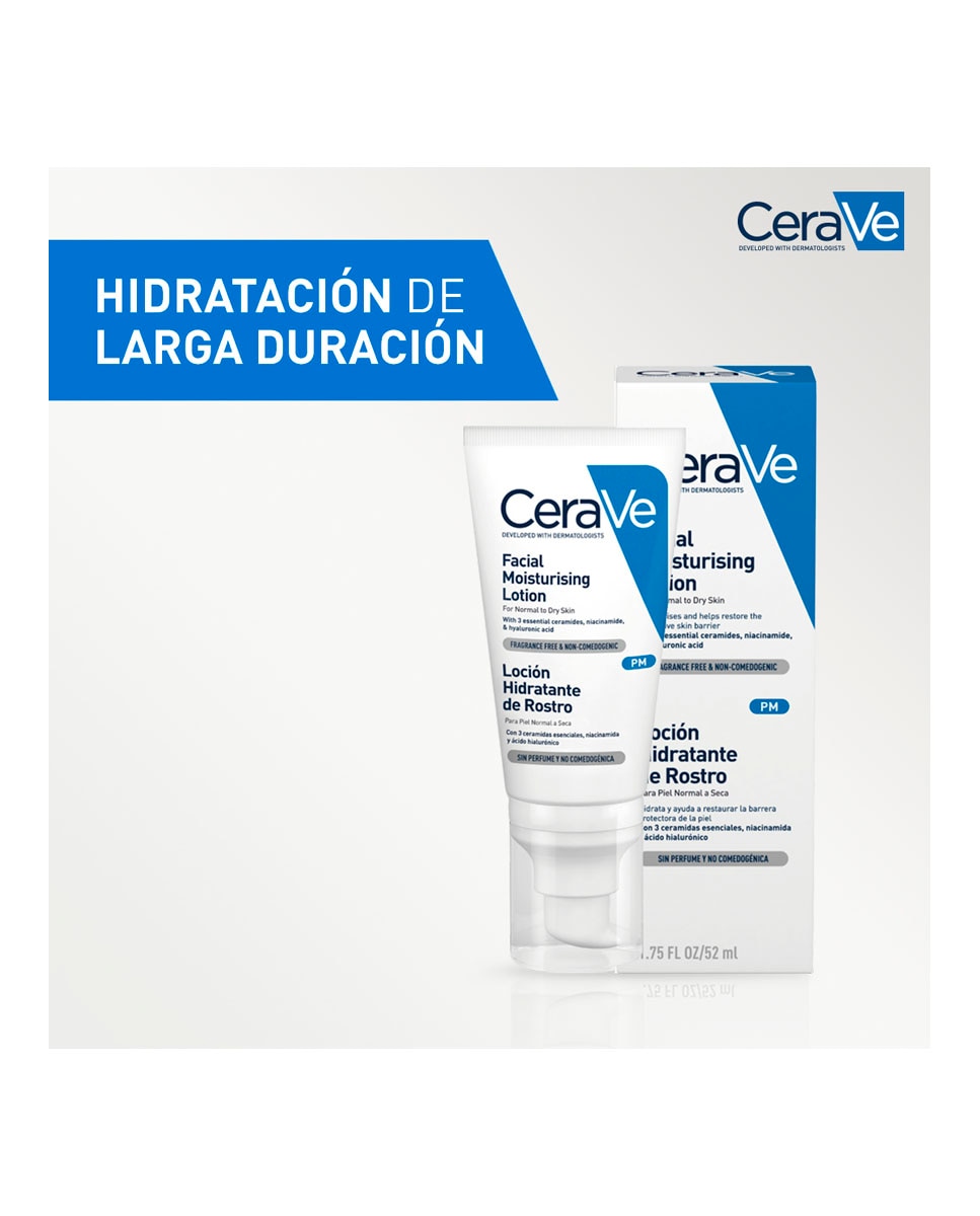 Loción Hidratante De Rostro Para Piel Normal y Seca Con Ácido Hialurónico Y Niacinamida Cerave - 52 ml 11