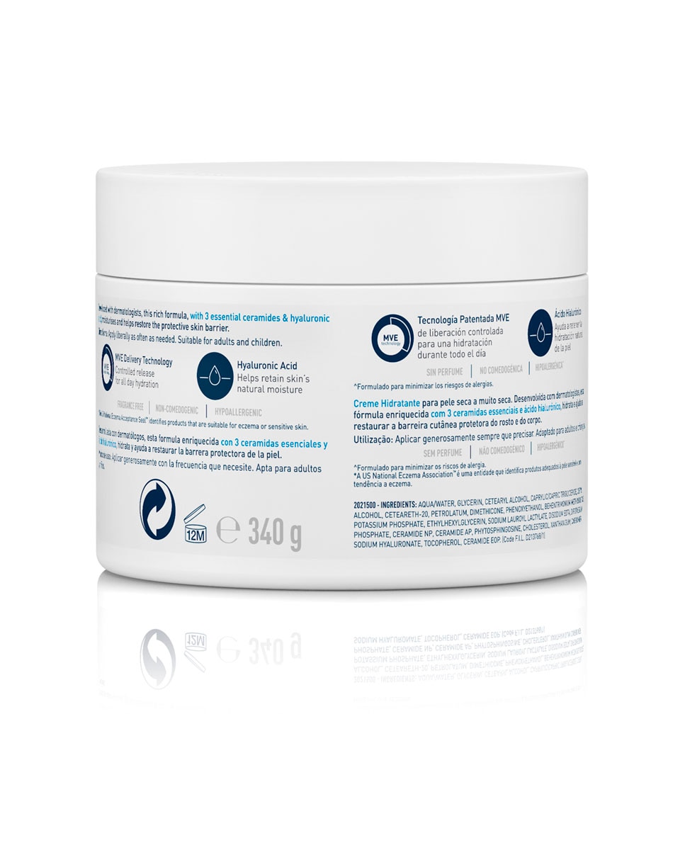 Crema Hidratante Facial y Corporal Con Ácido Hialurónico 340 g Cerave - 340 g 2