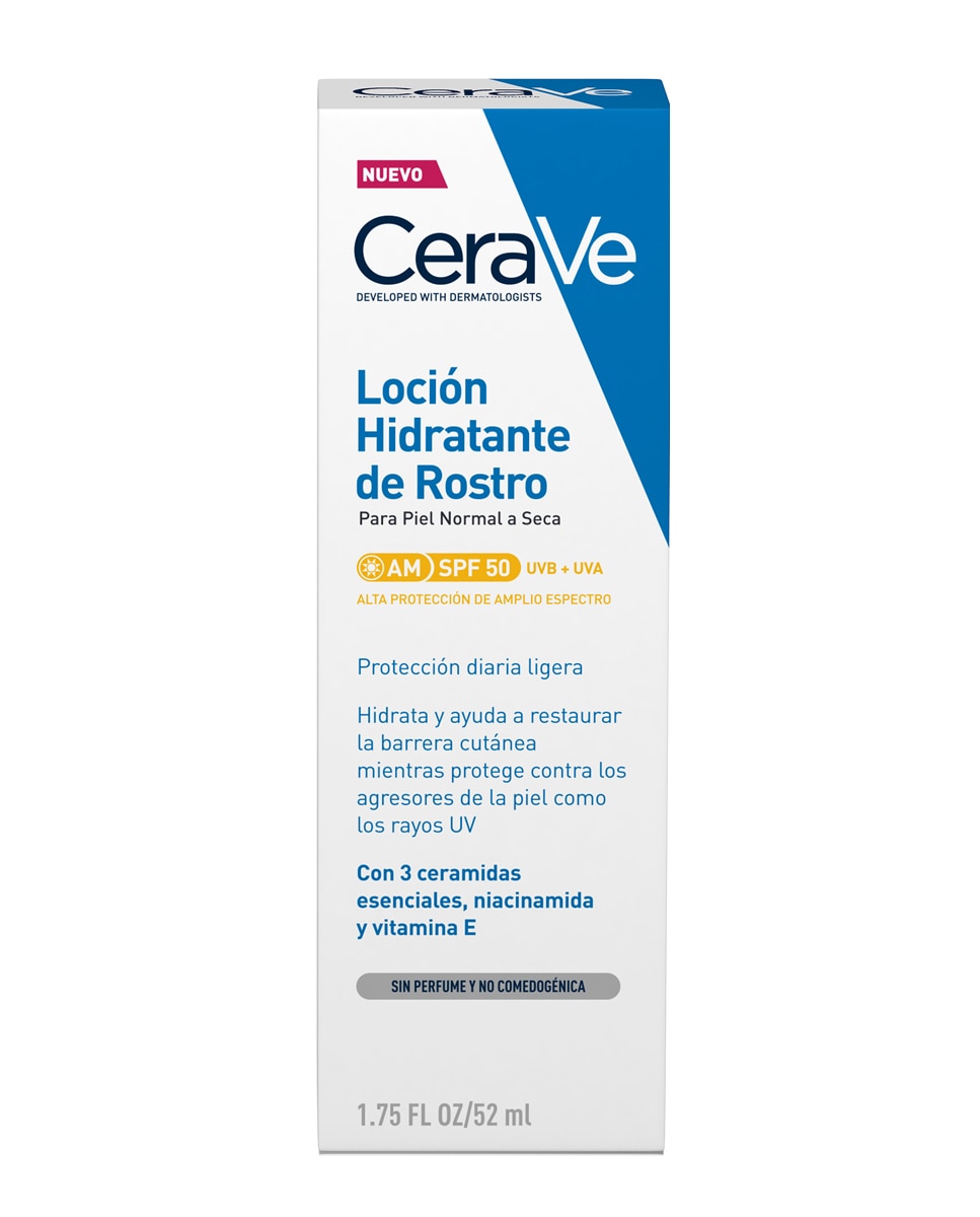 Loción Hidratante Facial Spf50 Para Pieles Normales Y Secas Con Alta Protección Uvb/Uva 52 ml Cerave - 50 ml 2