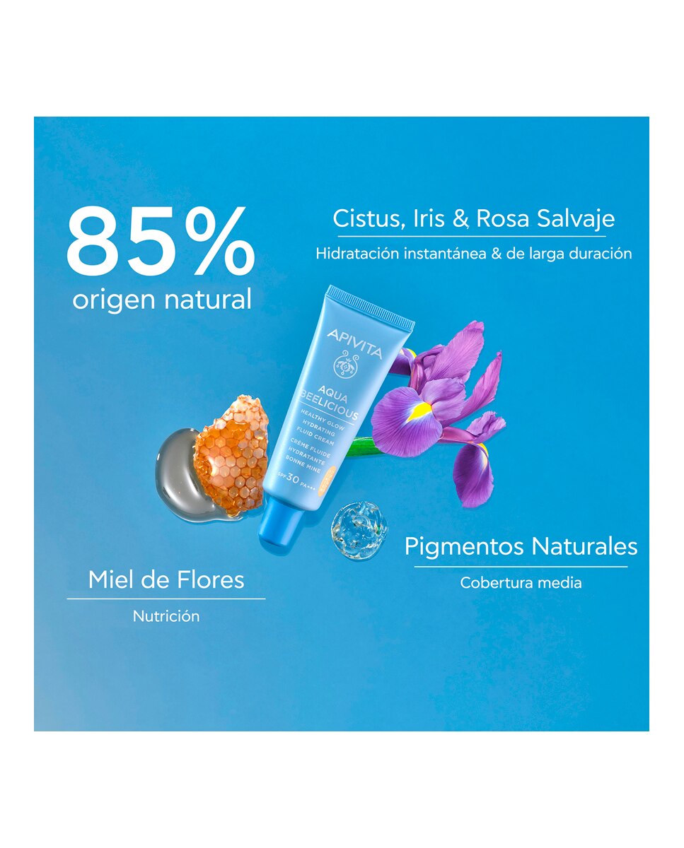 Crema iluminadora hidratante con color Aqua Beelicious Healthy Glow SPF30 Apivita - 40 ml 6