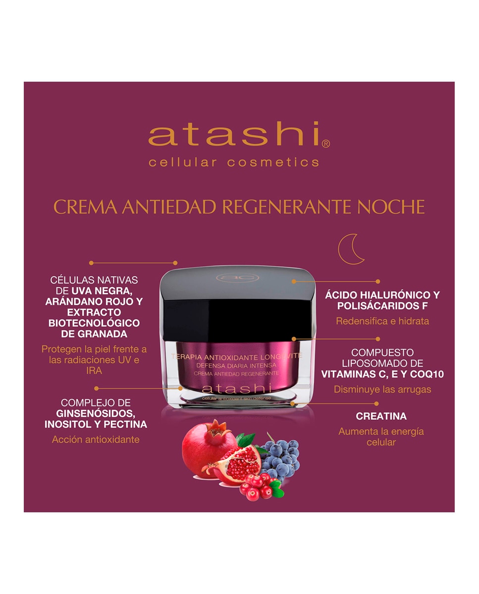 Crema Antioxidante Antiedad Regenerante Noche Atashi - 50 ml 3