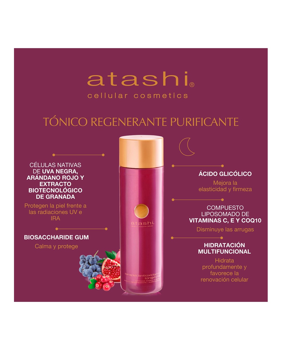 Tónico Antioxidante Longetive Regenerante Purificante Atashi - 250 ml 3