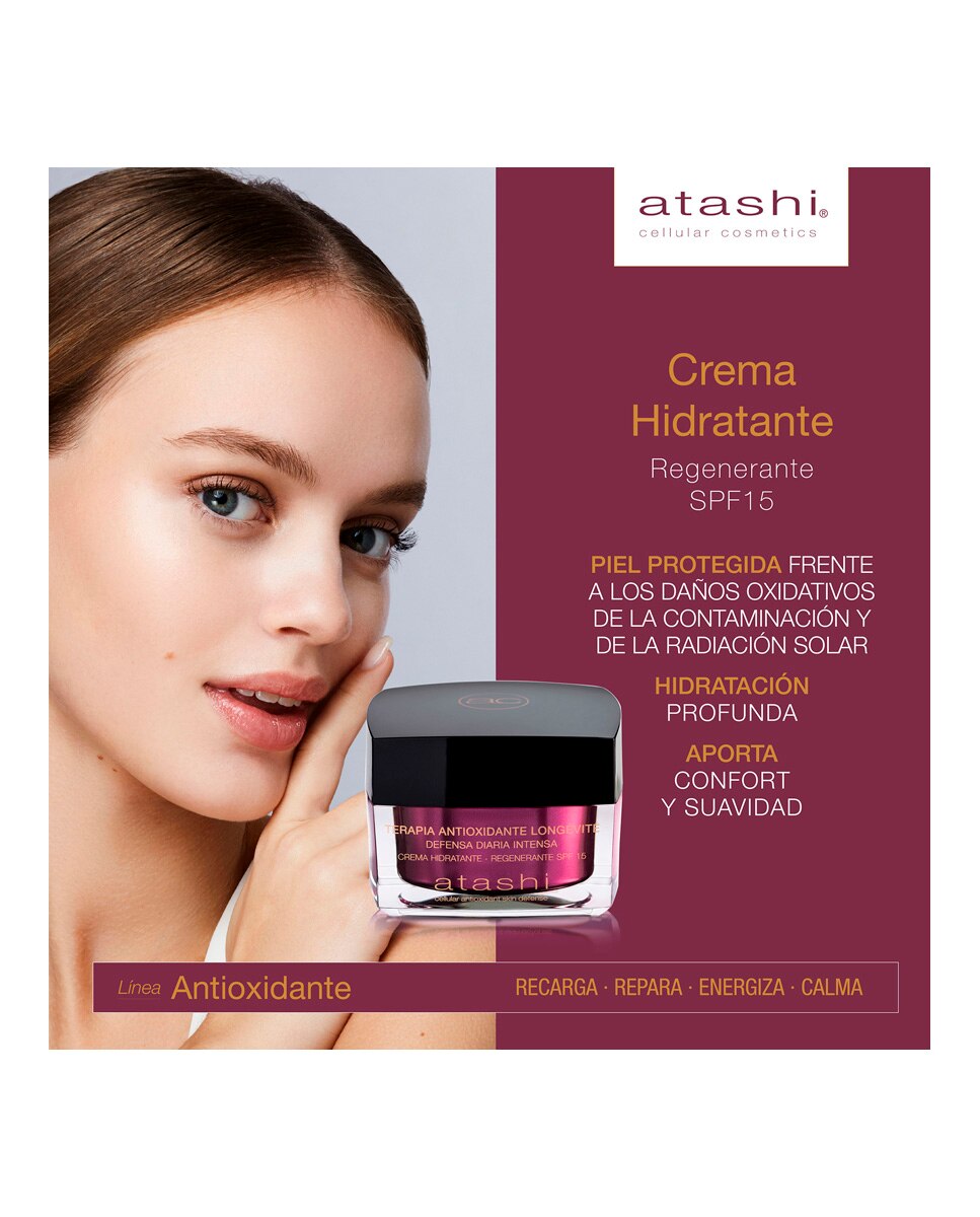 Crema Antioxidante Hidratante Regenerante Spf15 Atashi - 50 ml 2