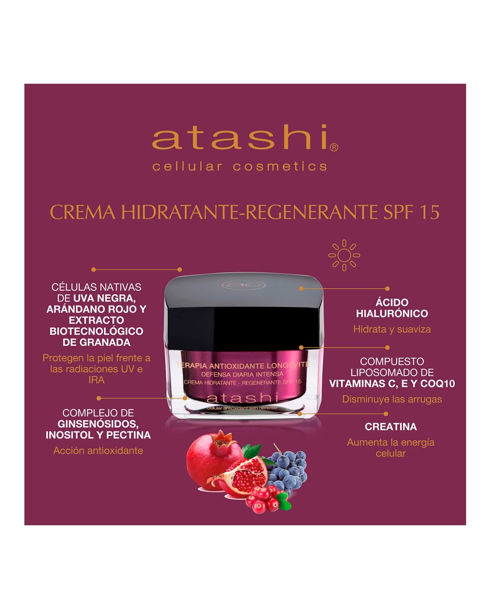 Crema Antioxidante Hidratante Regenerante Spf15 Atashi - 50 ml 3