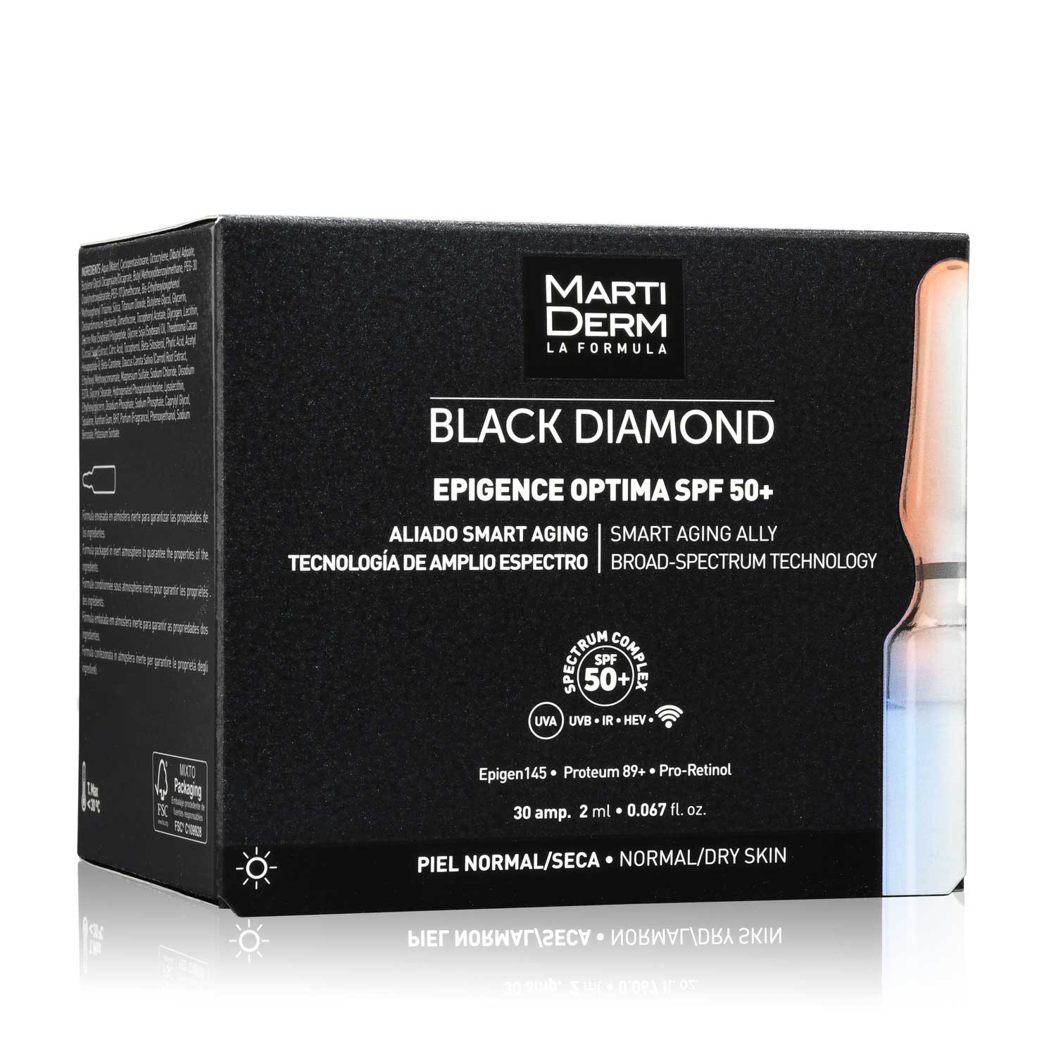 30 Ampollas Antiedad Epigence Optima SPF 50+ Black Diamond MartiDerm 3