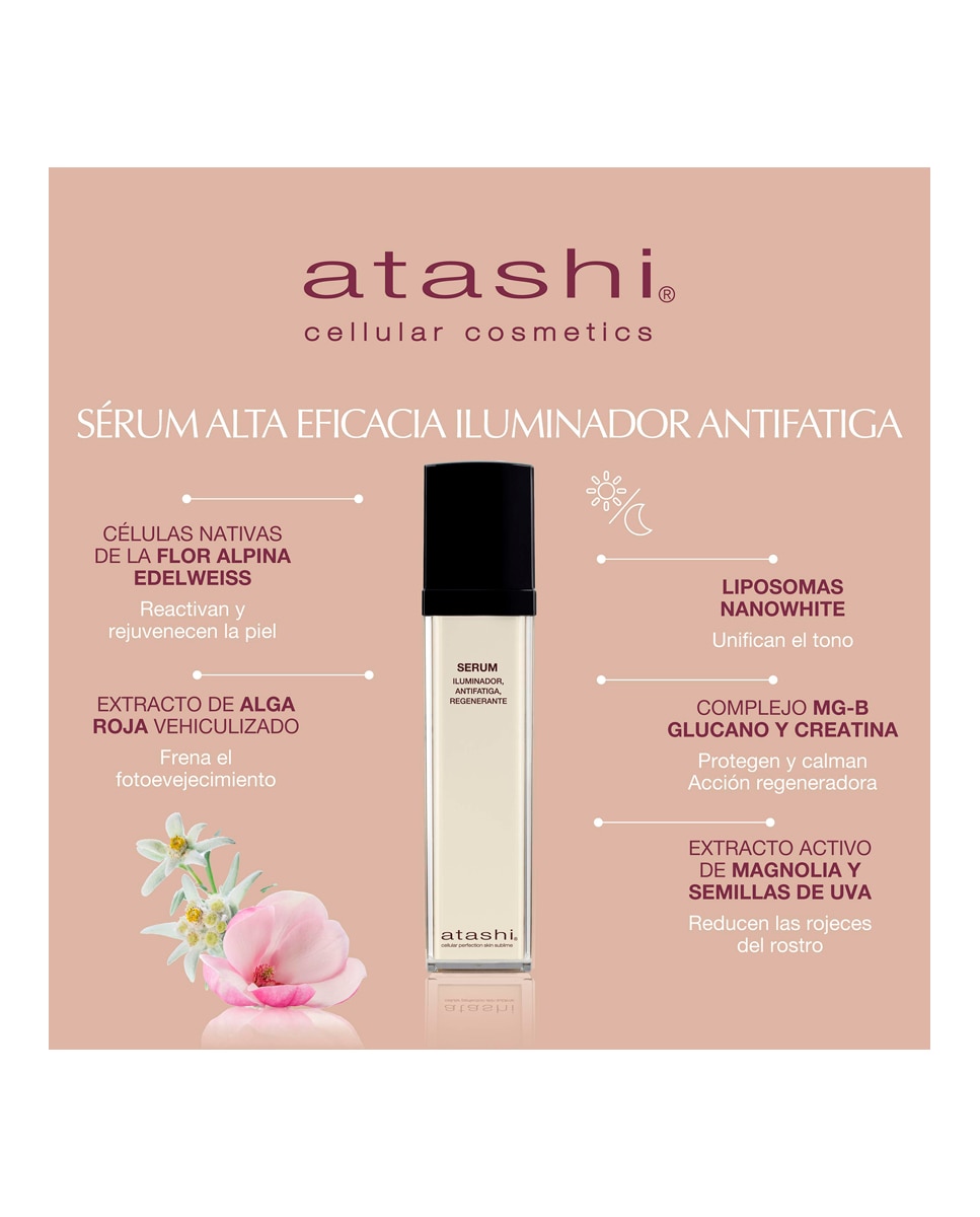 Sérum Alta Eficacia Iluminador Antifatiga Firmeza Luminosidad Atashi - 50 ml 2