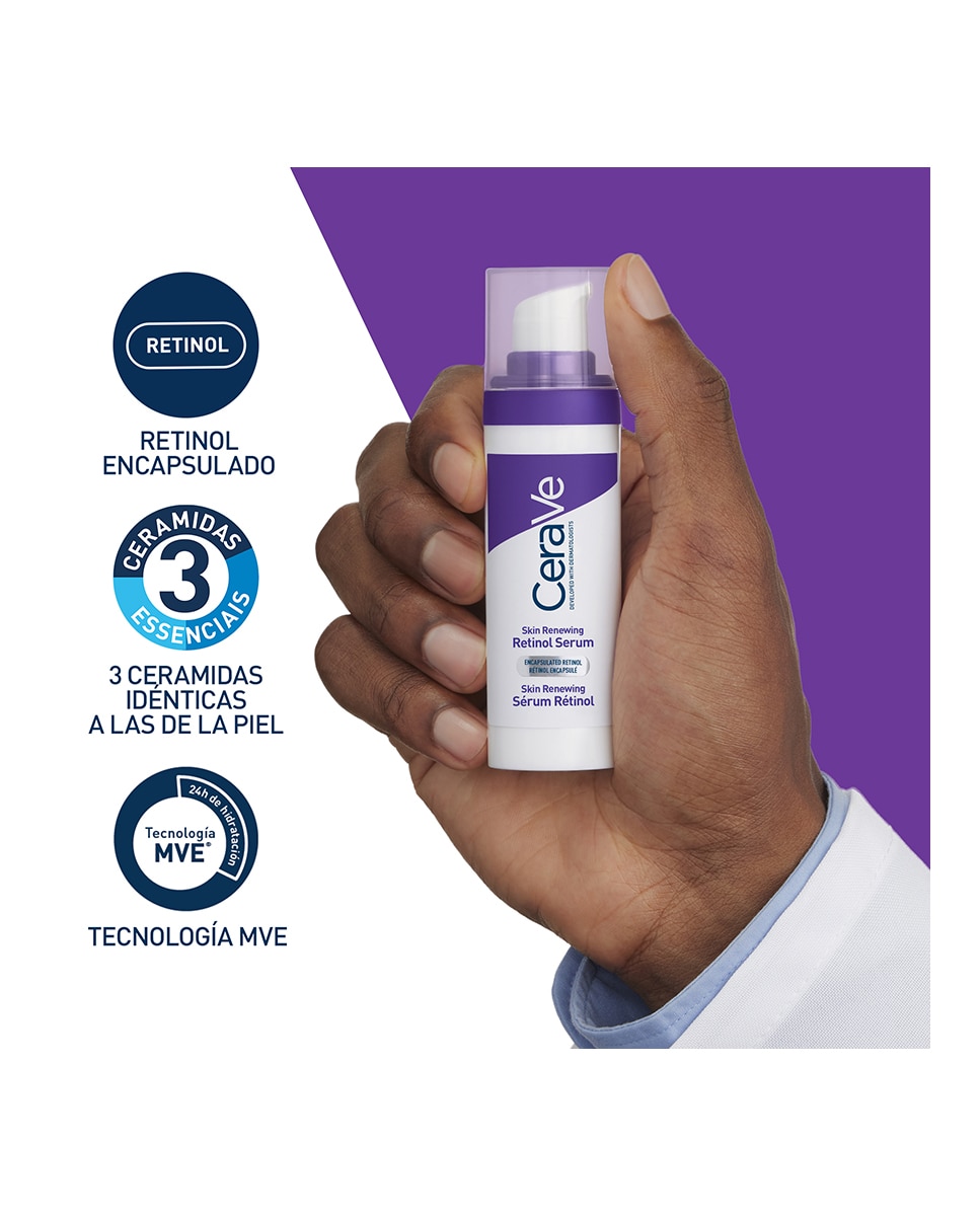 Sérum para líneas de expresión y arrugas con retinol encapsulado y ceramidas Skin Renewing Retinol 30 ml CeraVe 7