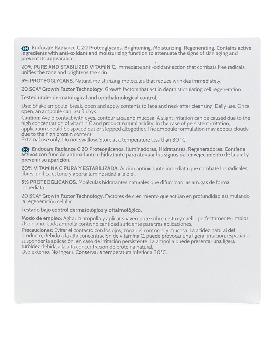 Ampollas Endocare C-20 Proteoglicanos Endocare 6