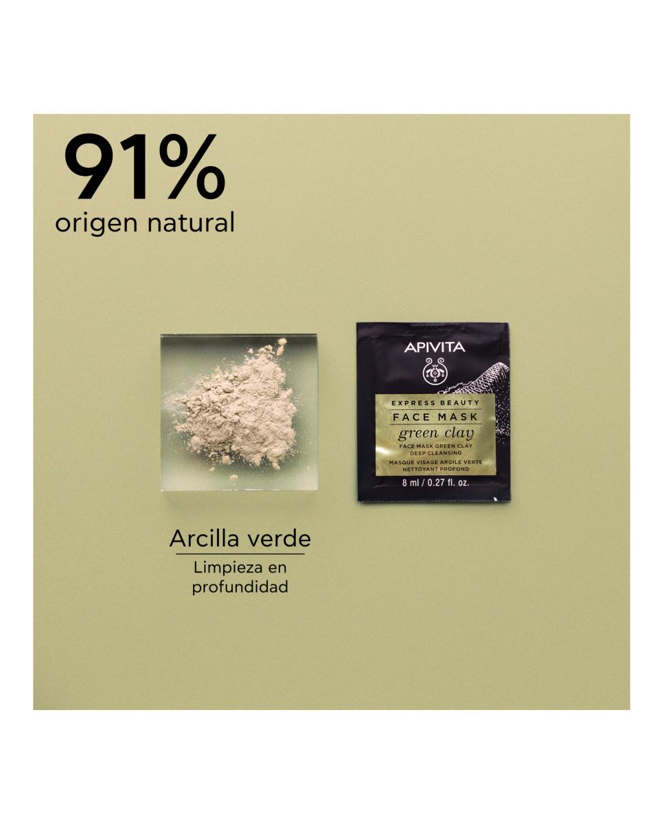Mascarilla Facial Arcilla Verde De Limpieza Profunda Express Beauty 2*8 Ml Apivita 4