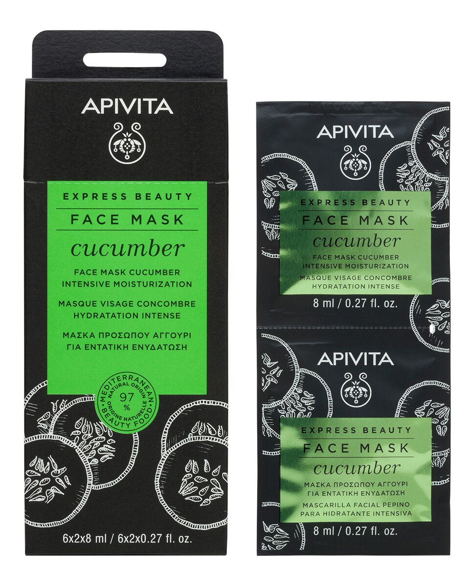 Mascarilla Facial Pepino Hidratante Intensiva Express Beauty 2*8 Ml Apivita 2