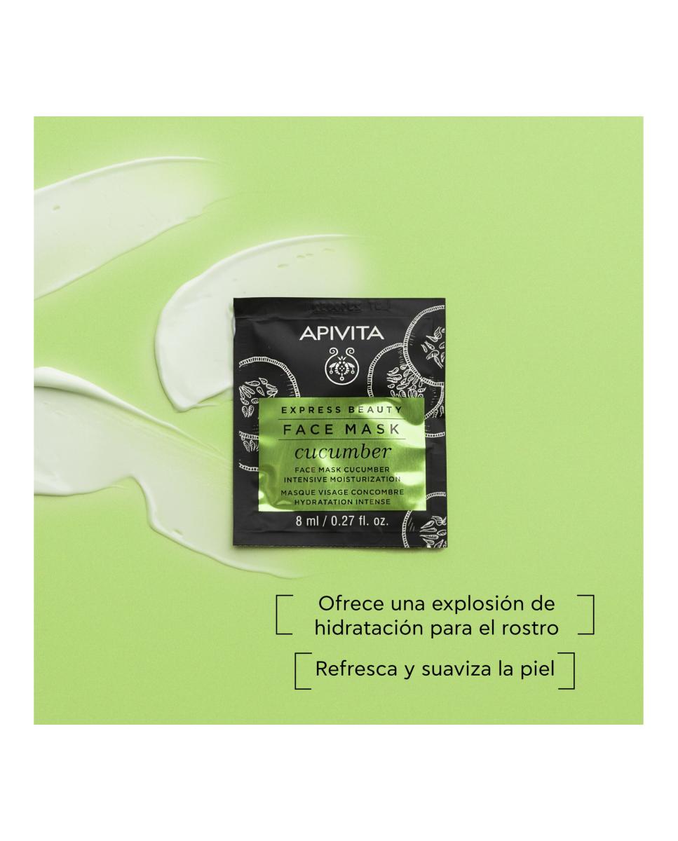 Mascarilla Facial Pepino Hidratante Intensiva Express Beauty 2*8 Ml Apivita 3