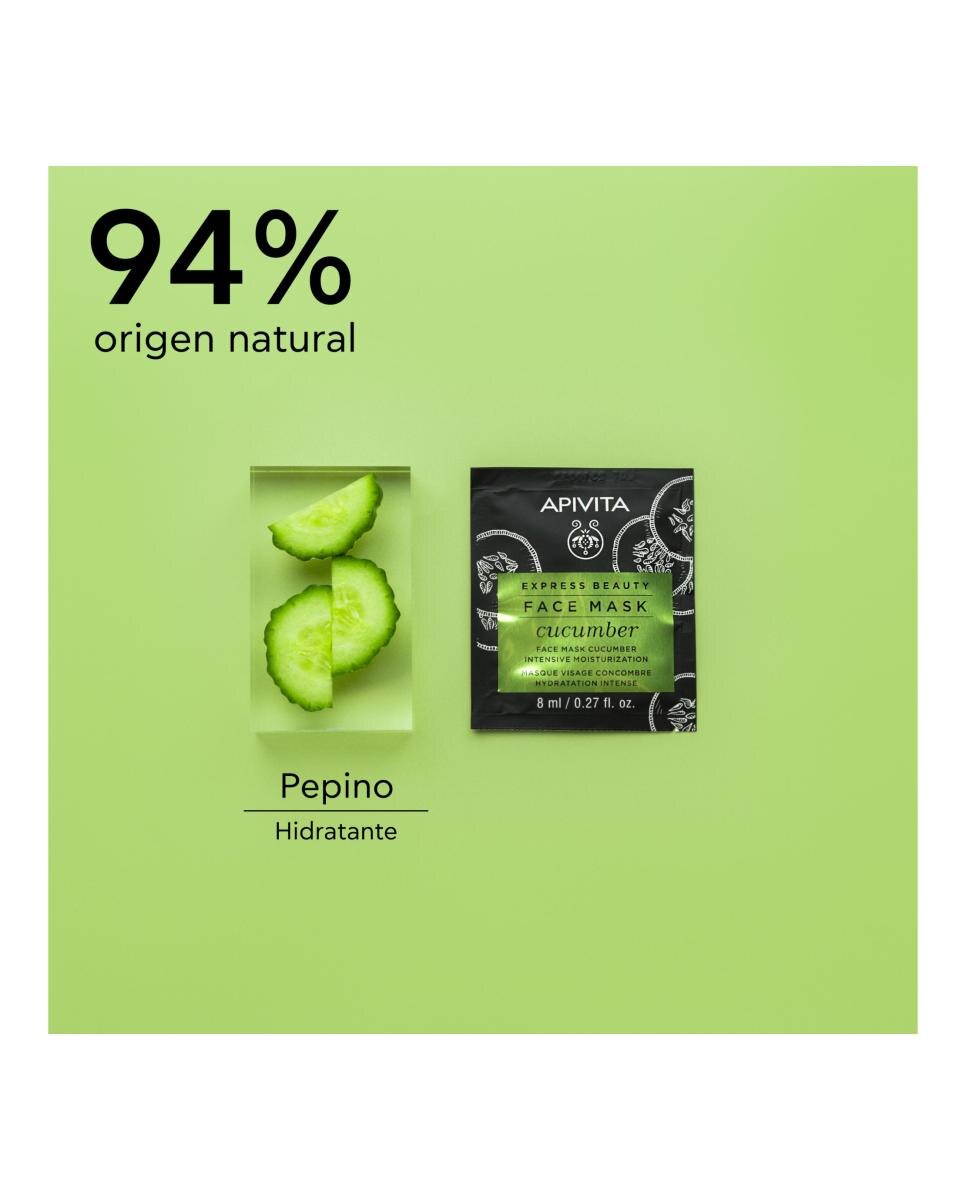 Mascarilla Facial Pepino Hidratante Intensiva Express Beauty 2*8 Ml Apivita 4