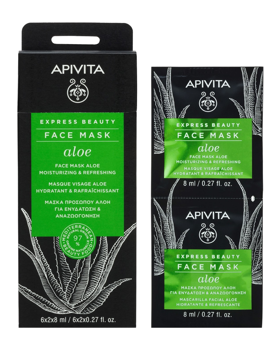 Mascarilla Facial Aloe Hidratante Y Refrescante Express Beauty 2*8 Ml Apivita 2