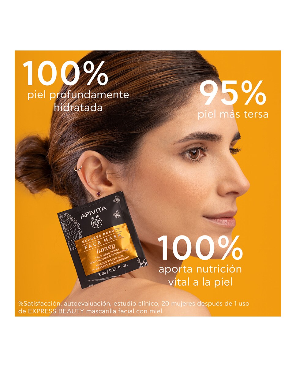 Mascarilla Facial Miel Hidratante Y Nutritiva Express Beauty 2*8 Ml Apivita 3