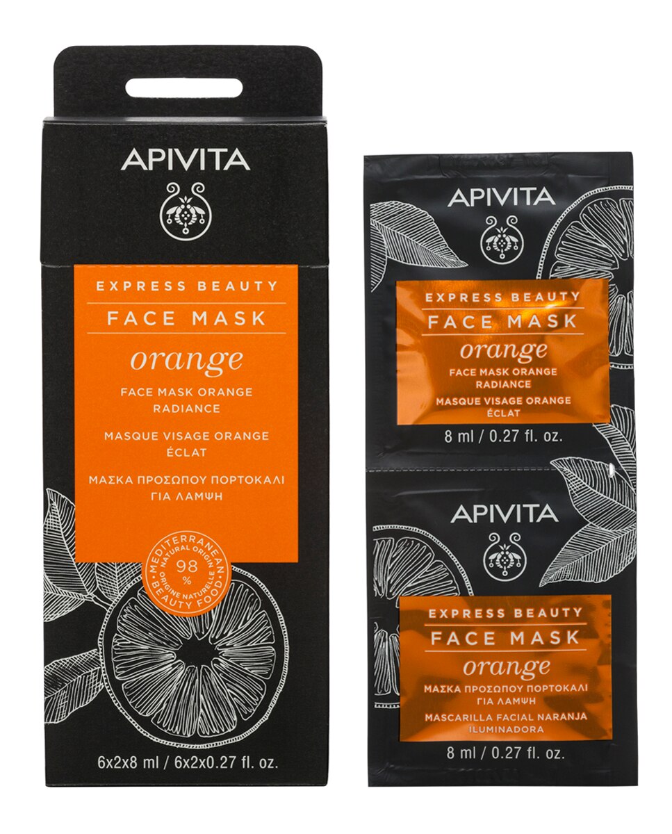 Mascarilla Facial Naranja Iluminadora Express Beauty 2*8 Ml Apivita 2