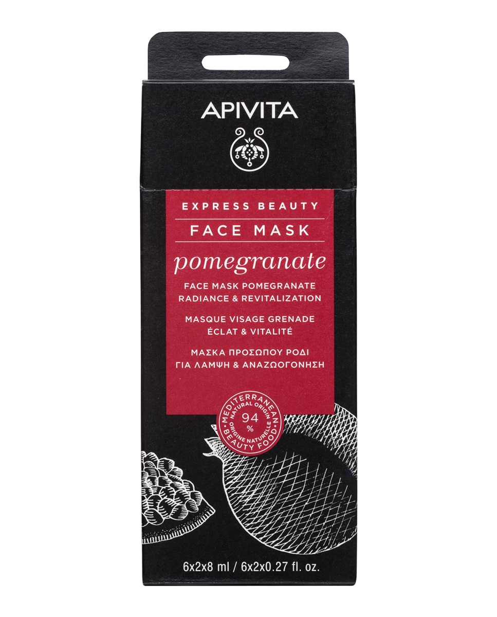 Mascarilla Facial Granada Iluminadora Y Revitalizante Express Beauty 2*8 Ml Apivita 1