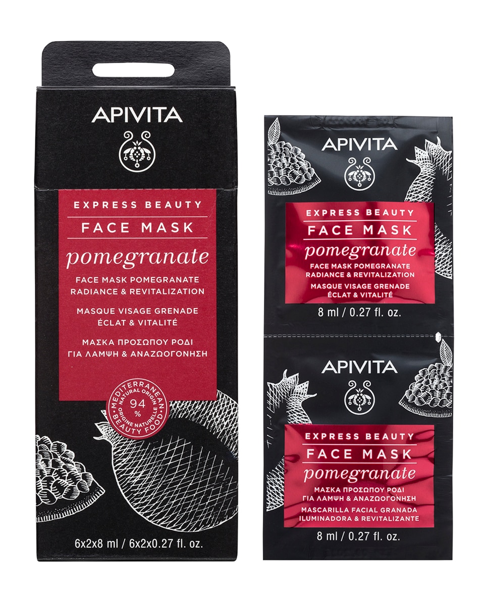 Mascarilla Facial Granada Iluminadora Y Revitalizante Express Beauty 2*8 Ml Apivita 2