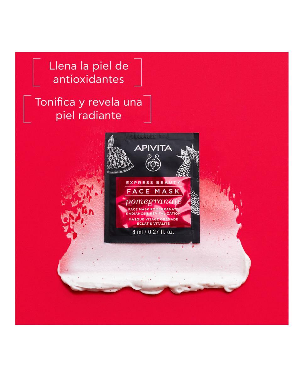 Mascarilla Facial Granada Iluminadora Y Revitalizante Express Beauty 2*8 Ml Apivita 3