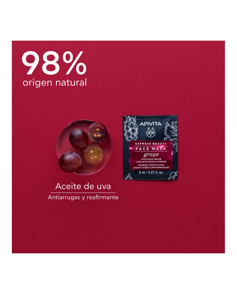 Imagen 4 de Mascarilla Facial Uva Antiarru Gas Express Beauty 2*8 Ml Apivita